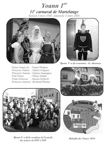 Carnaval de Martelange 2006, Brochure de Yoann 1er