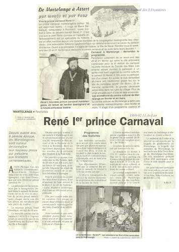 Carnaval de Martelange, Revue de presse de René 1er