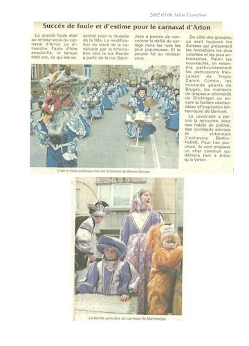 Carnaval de Martelange 2002, La revue de presse de Patrice 1er