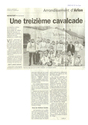 Carnaval de Martelange 2002, La revue de presse de Patrice 1er