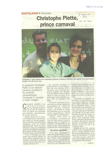 Carnaval de Martelange 2007, La revue de presse de Christophe 1er