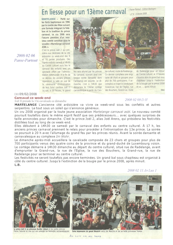 Carnaval de Martelange 2008, La revue de presse de Joël II