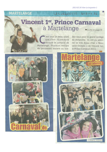 Carnaval de Martelange, Revue de presse de Vincent 1er