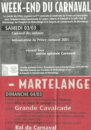 Affiche du Carnaval de Martelange 2001
