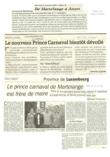 Carnaval de Martelange, Revue de presse de Michel 1er