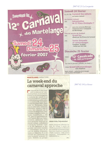 Carnaval de Martelange, Revue de presse de Christophe 1er