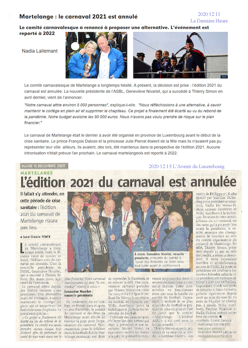 Carnaval de Martelange, Revue de presse de François 1er
