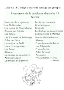 Carnaval de Martelange 2005, Cavalcade de Michel 1er